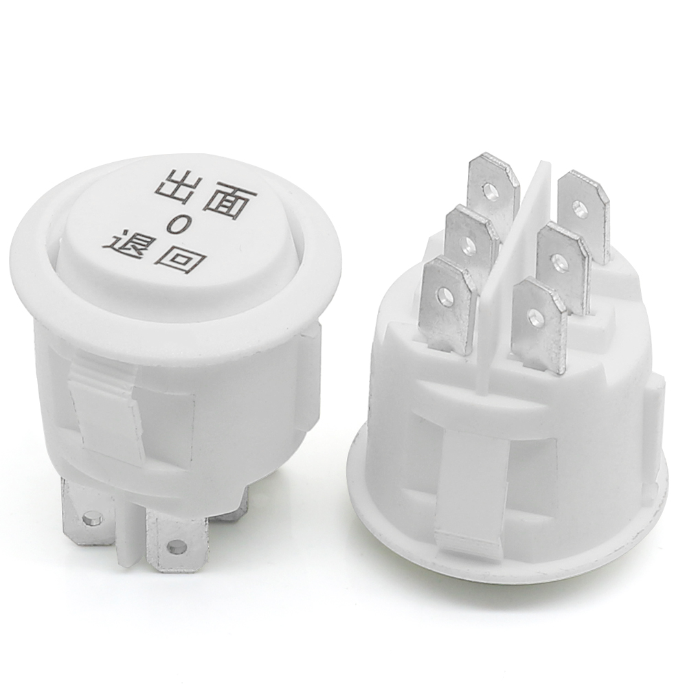 20mm Diameter Round Rocker Switches White 6 Pin 6A 250VAC / 10A 125VAC