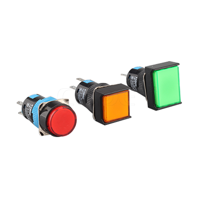 Plastic 16mm Round Square Rectangle Head Red Green Round Small Switch Button Lights 48v