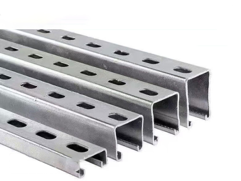 slotted steel solar structure components