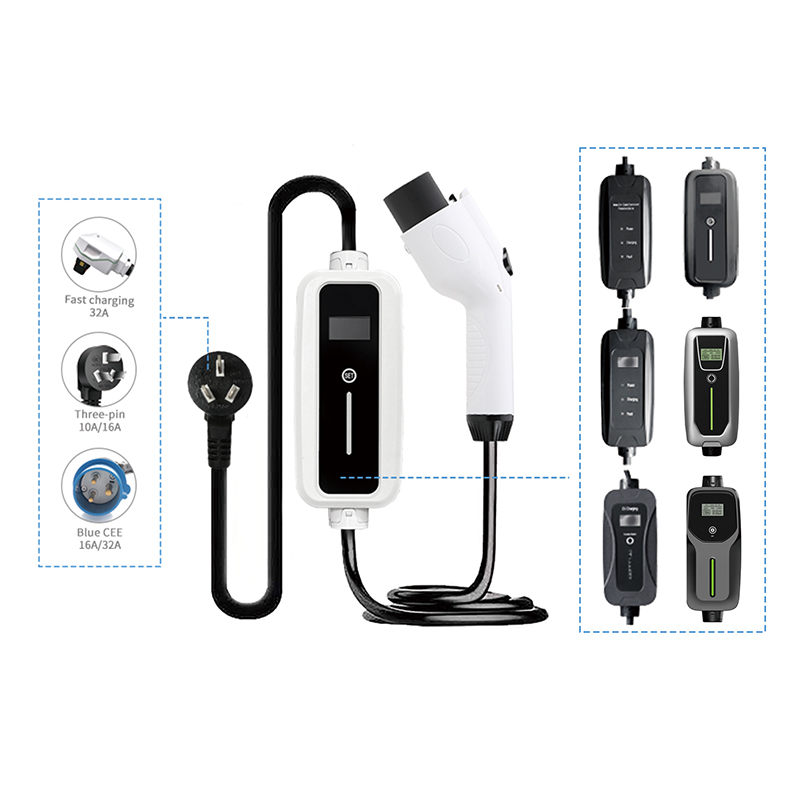 GB/T Portable EVSE Electric Car Battery EV Charger plug Portable EV Charger With LCD Screen 3.6KW 7KW 11KW 22kW