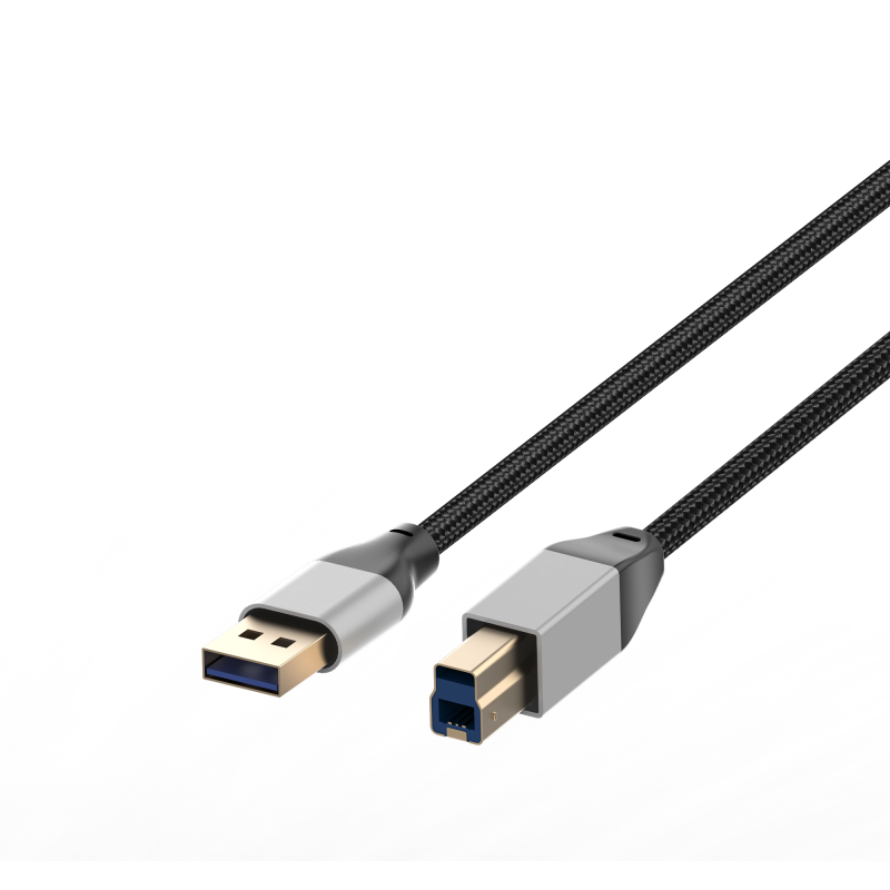 USB-A Male to USB-B 3.0 Male cable, USB 3.0 Type B Upstream Cord Nylon Braided Compatible with Docking Station, External Hard Drivers, Scanner, Printer and More(Black) PF460G