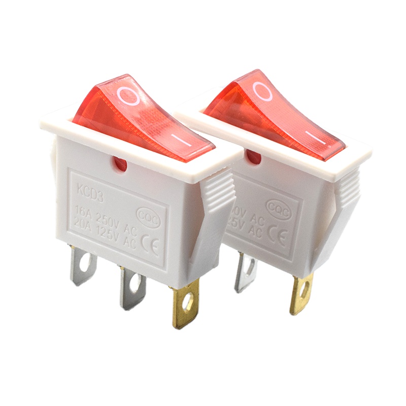 KCD3 16A 250VAC 3pins on off rocker switch with led