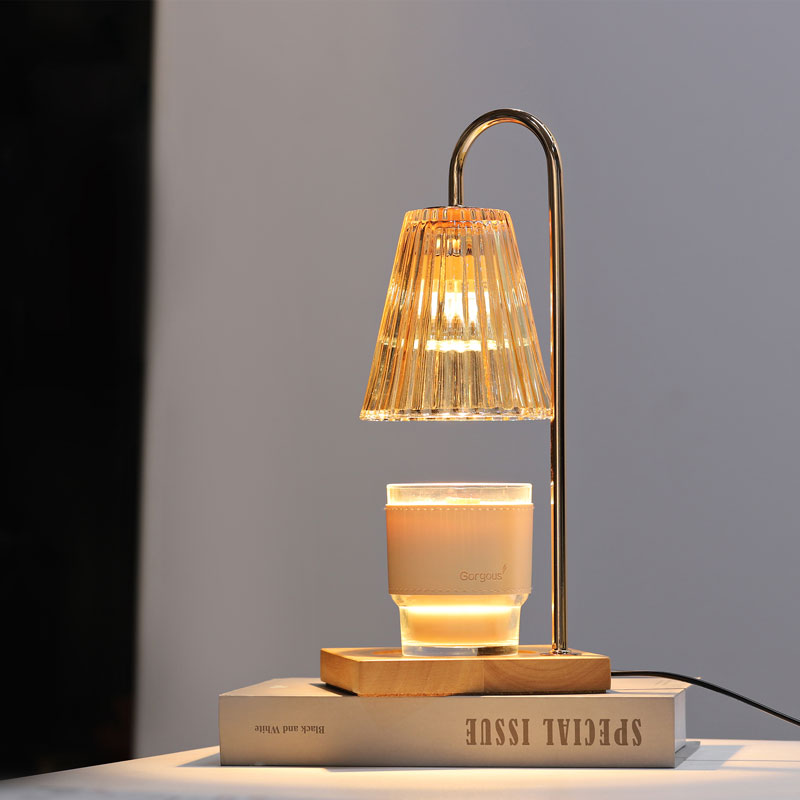 Glass Candle Warmer Lamp with 2 Bulbs Compatible with Jar Candles Vintage Electric Candle Lamp Dimmable Candle Melter Top Melting for Scented Wax