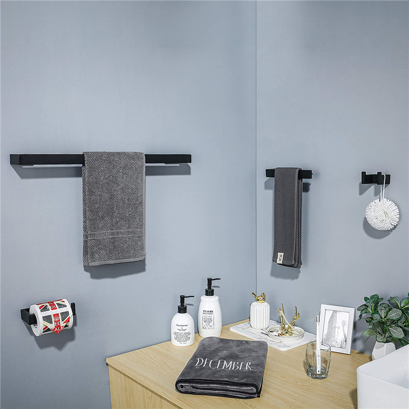 Stainless Steel Black Towel Bar Holder Toilet Tissue Holder set