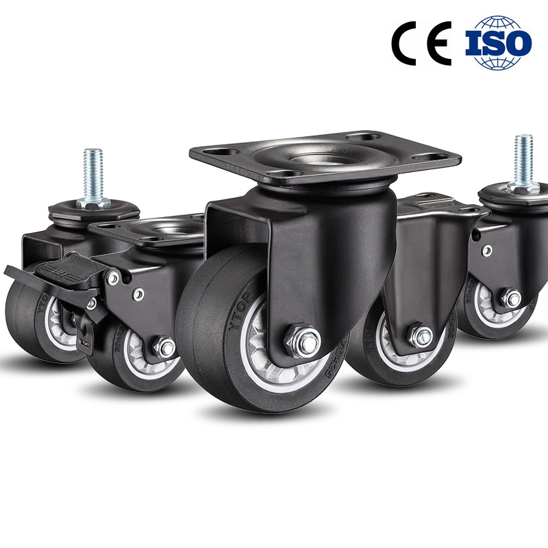 factory 2 inch black fixed furniture pu caster wheels