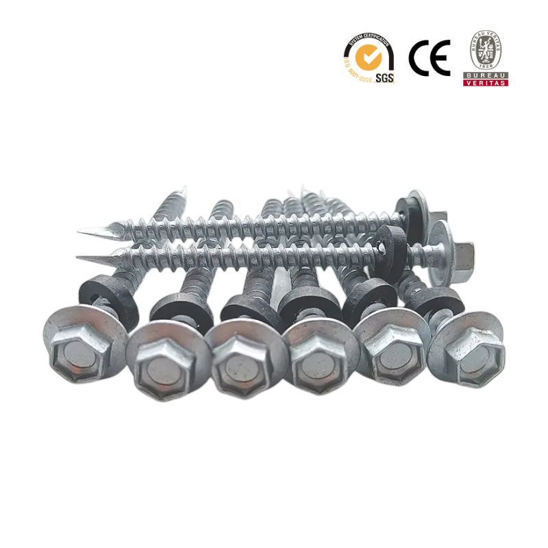 Hex Head Large Flange with Black Rubber Washer Spoon Point Ruspert Coating Self Drilling Screw